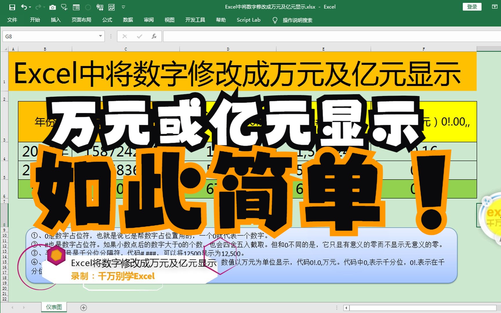 Excel中将数字修改成万元及亿元显示哔哩哔哩bilibili