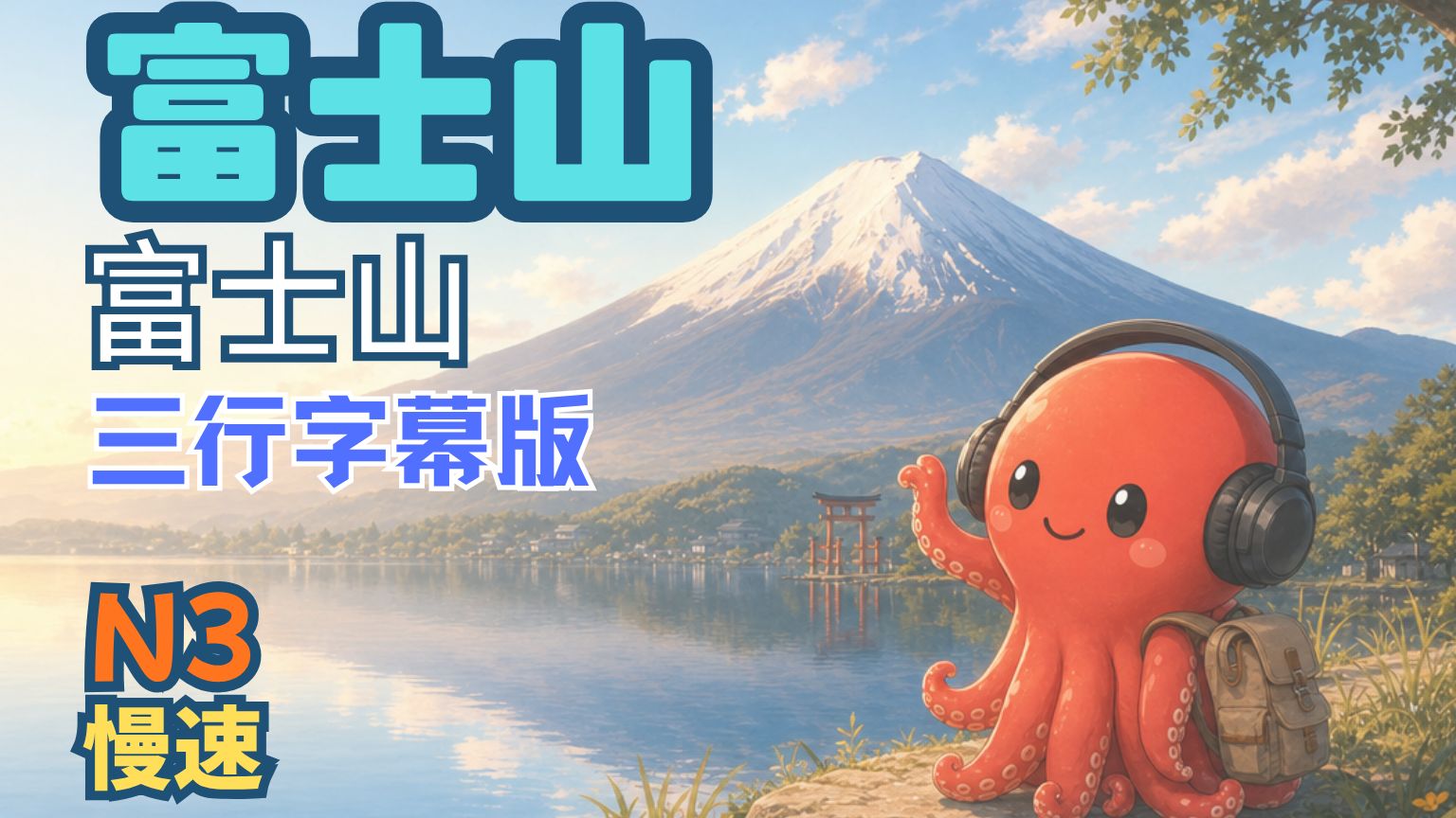 【JLPT N3】【三行字幕版】富士山｜慢速日语｜日本人为何视它为特别的山｜日语+假名+中文字幕