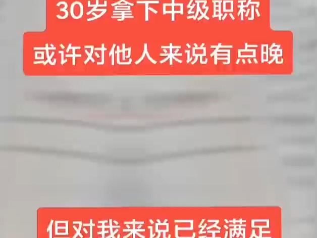 30岁拿下中级对其他人来说有点晚,但是对我来说已经很满足了哔哩哔哩bilibili