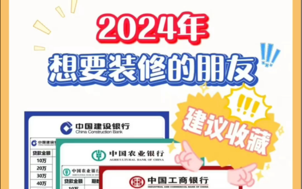 2024年国有四大行最新装修贷产品月供明细,想要装修的朋友看过来啦,让你看得明明白白哔哩哔哩bilibili