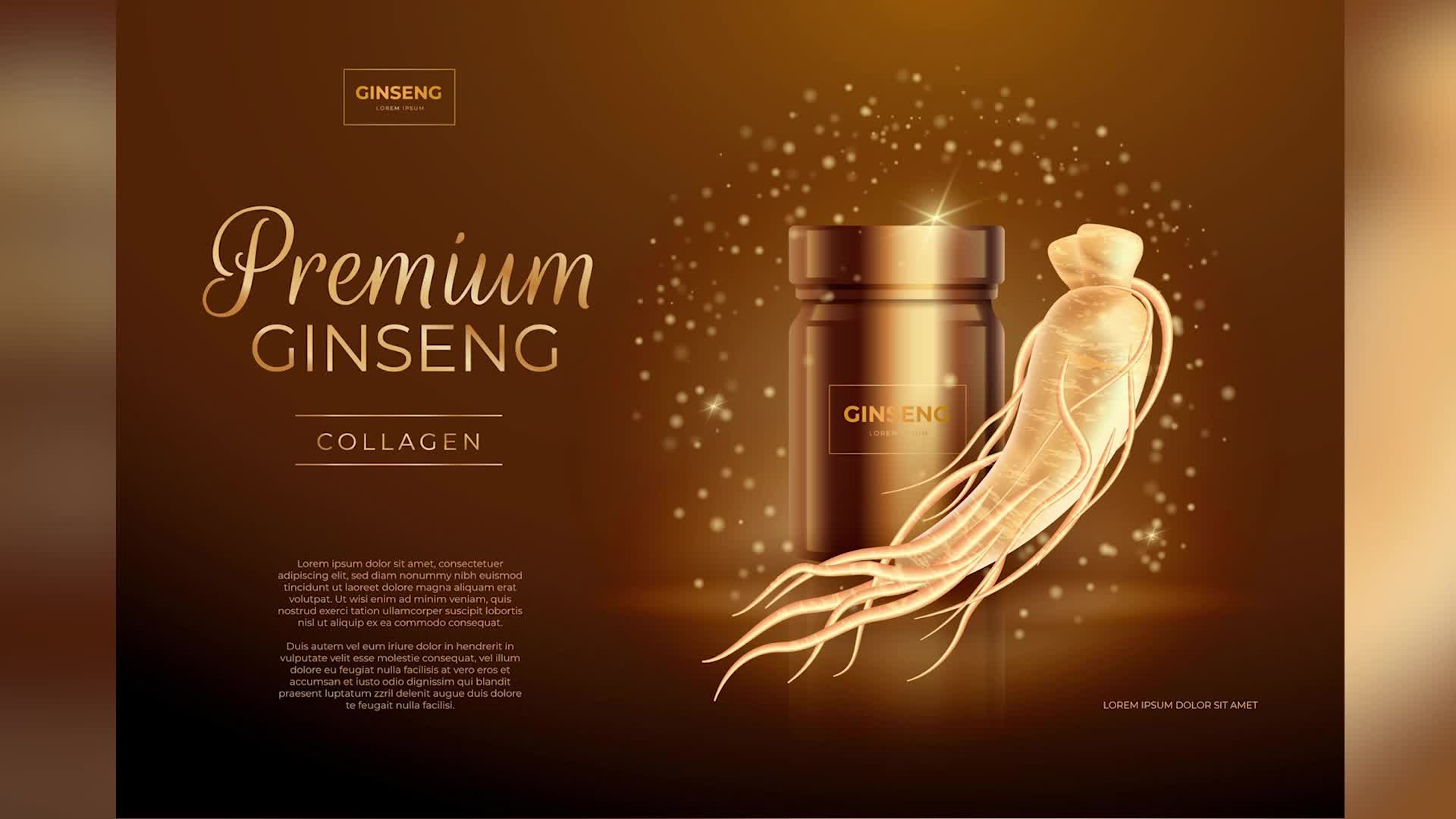 化妆品护肤品保健品天然人参植物精华banner海报主图设计ai素材