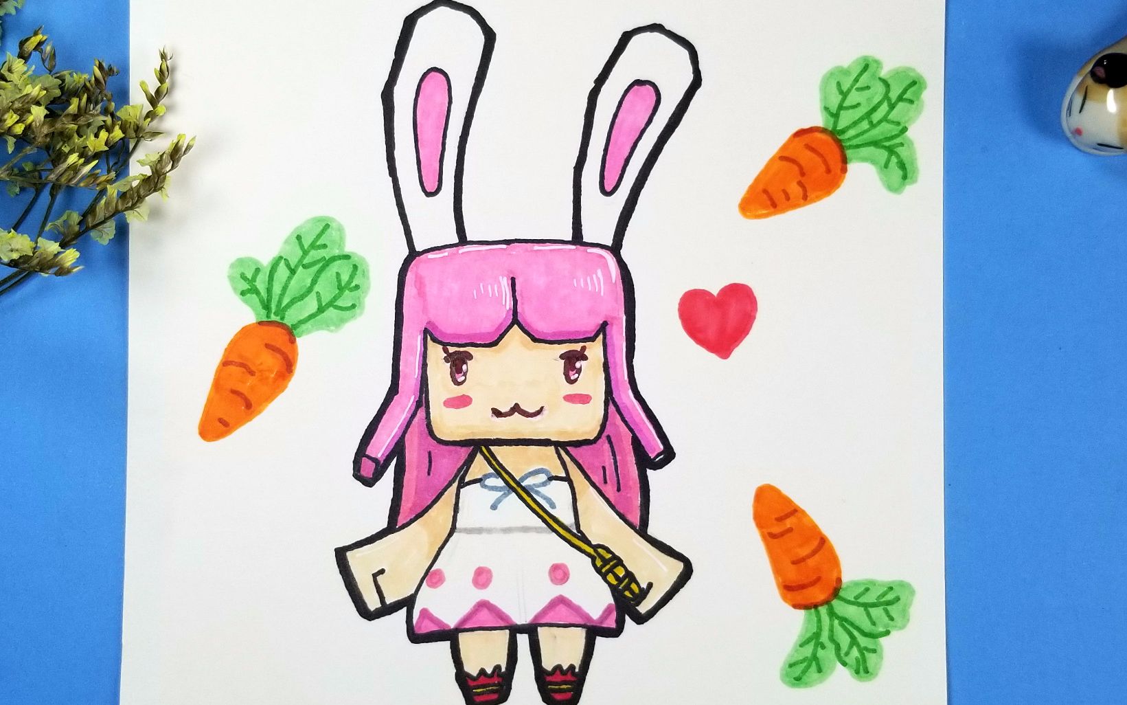 迷你世界人气装扮兔美美来啦,用你的画笔将她画得更可爱吧