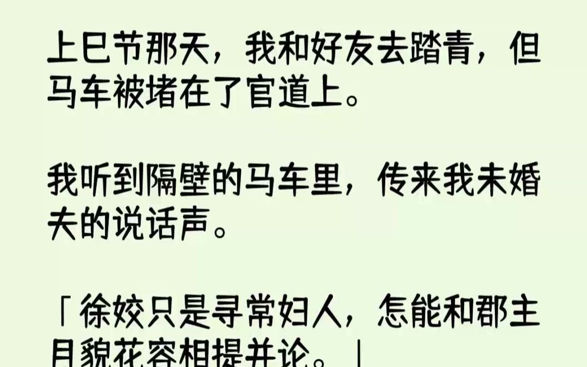 (全文已完结)上巳节那天,我和好友去踏青,但马车被堵在了官道上.我听到隔壁的马车里,...哔哩哔哩bilibili