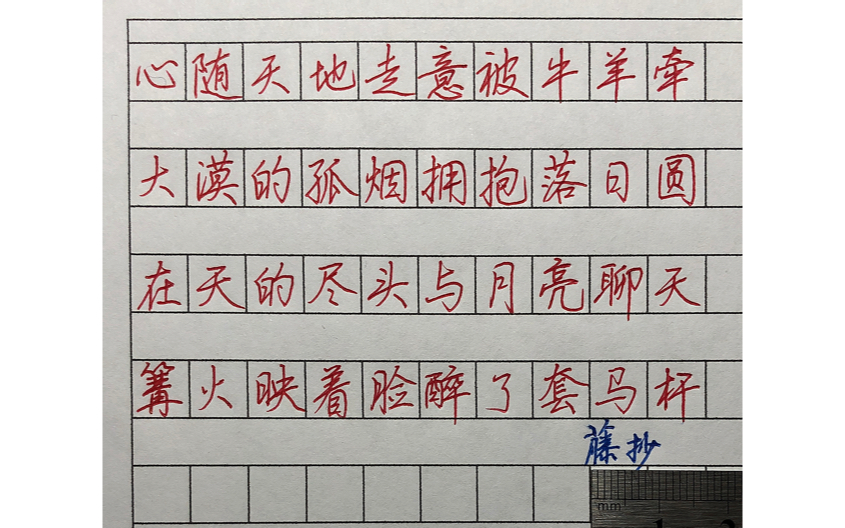 标准行楷,标准作文格,注意字体占格(大小).哔哩哔哩bilibili