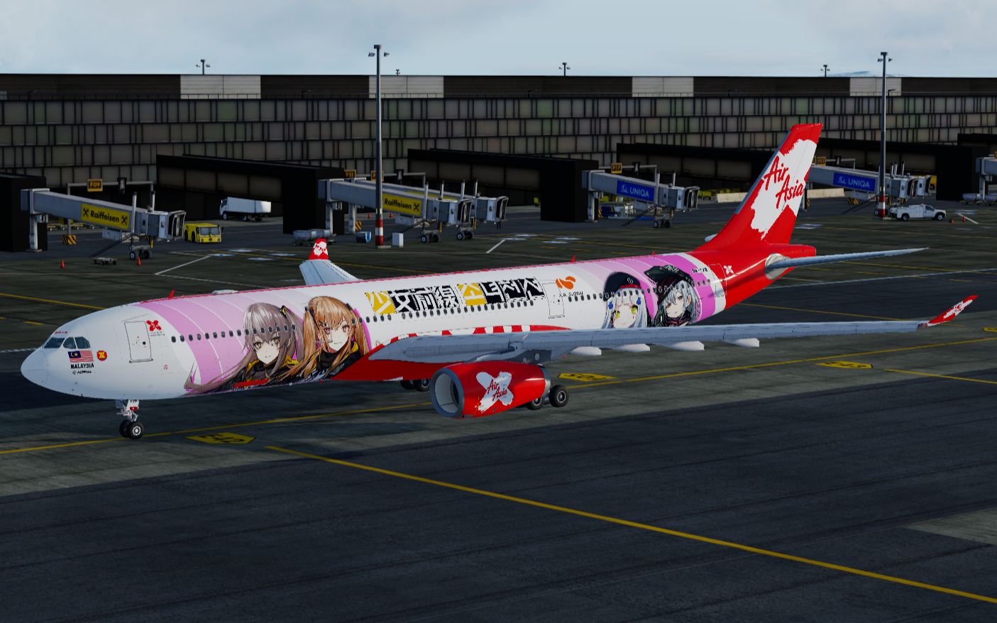 2022首航:"少女前线"彩绘a330-343侧风天超轻落地伦敦希思罗