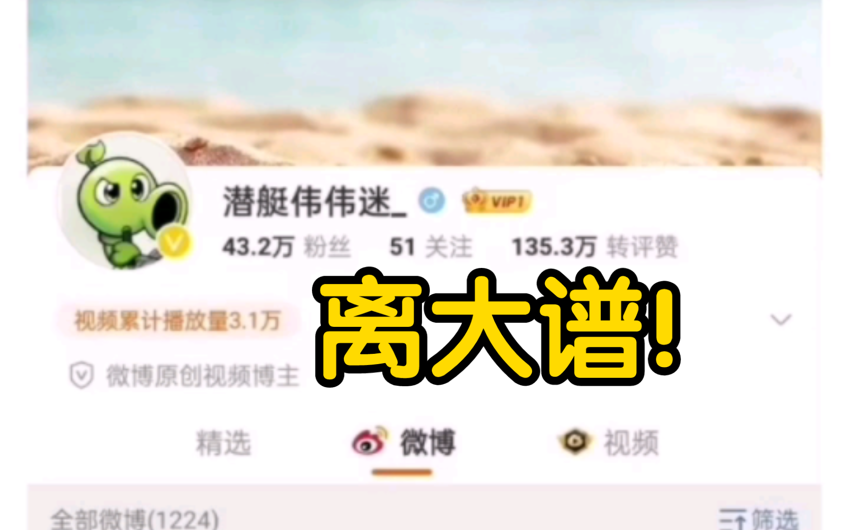 微博小鬼冒充百万up主潜艇伟伟迷 ,已吸粉过40万!哔哩哔哩bilibili