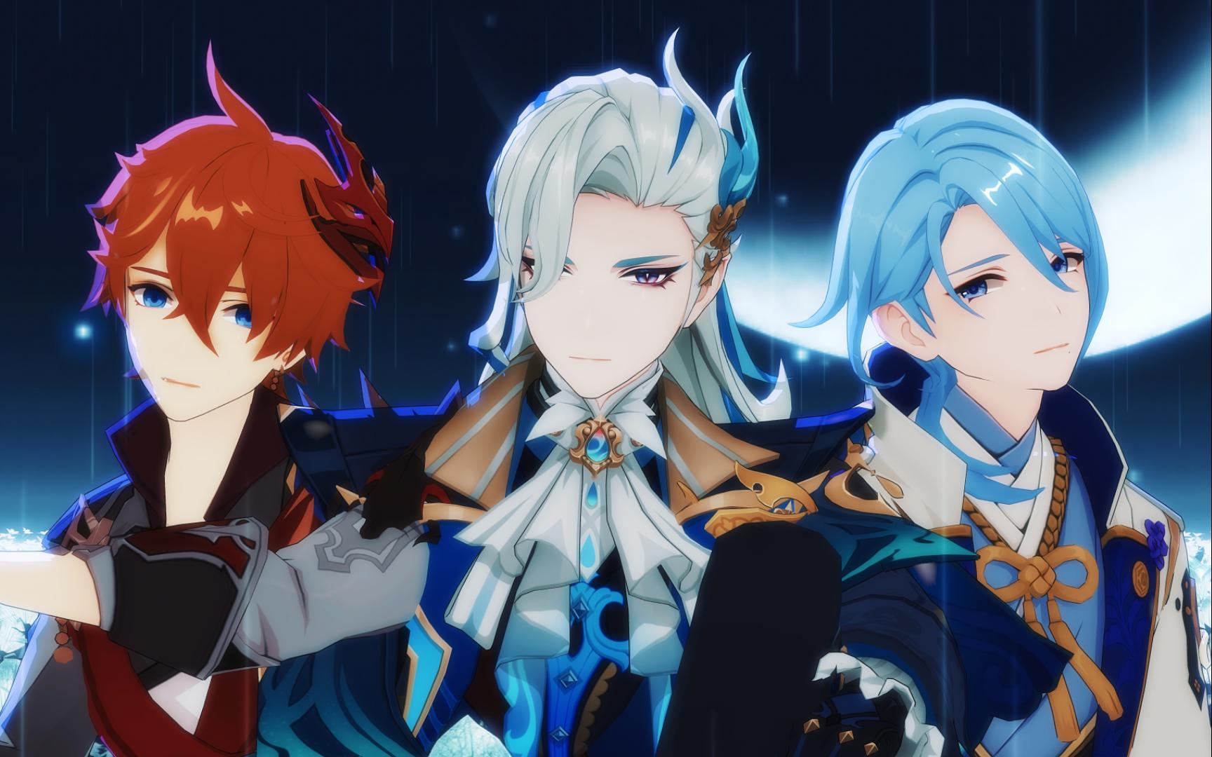 怎么突然下雨了呢. 【原神mmd】达达利亚 那维莱特 神里绫人