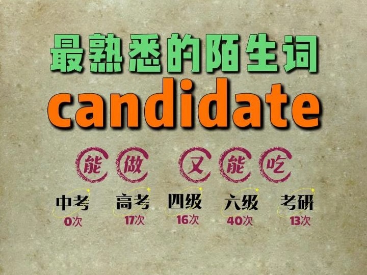 一秒速记高频单词:candidate哔哩哔哩bilibili