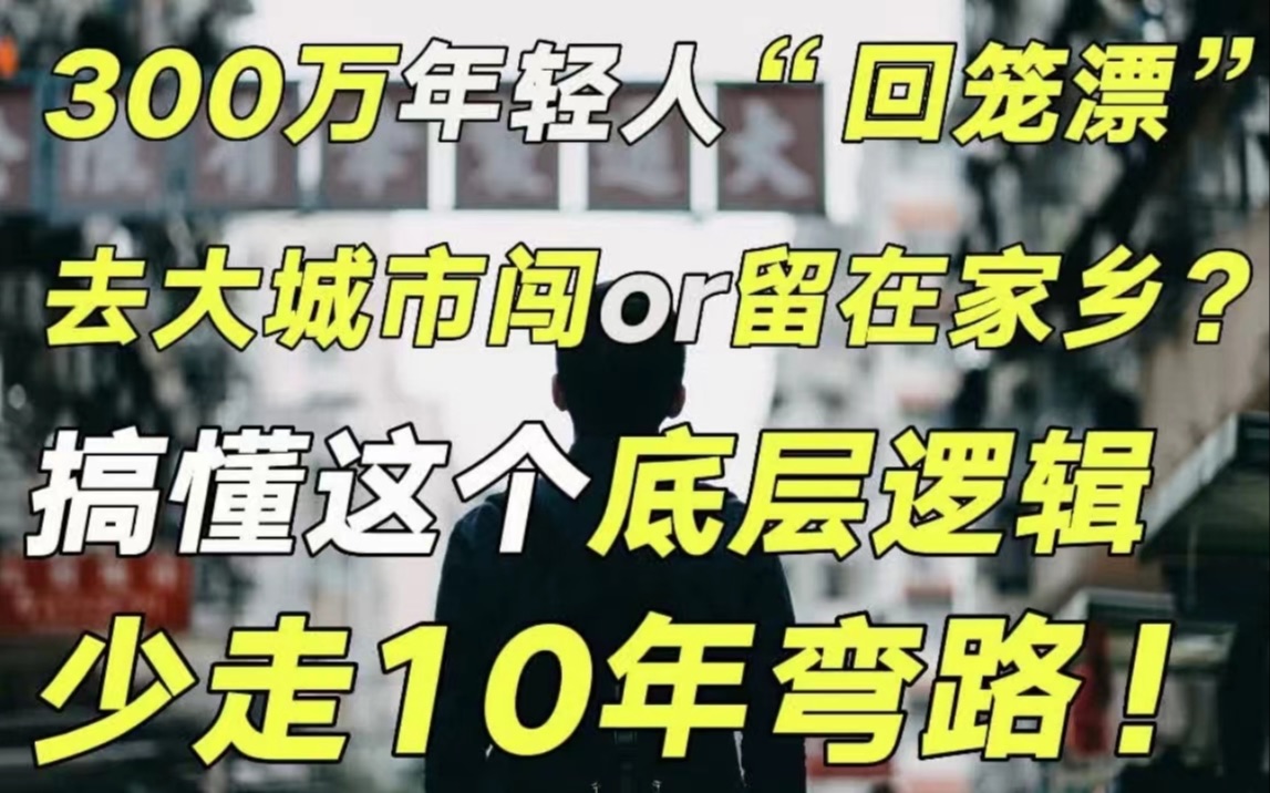 [图]300万年轻人“回笼漂”，到底去大城市闯荡还是留在家乡？所有纠结的年轻人请一定看看这个视频！【毯叔盘钱】