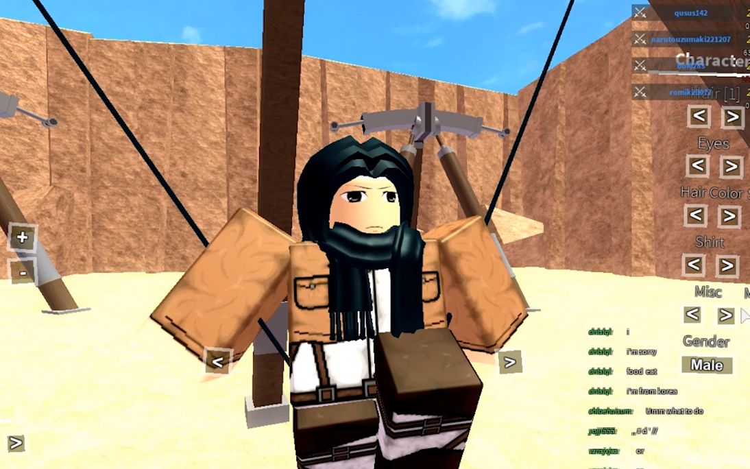 波波仔解说roblox进击的巨人捏了个三笠疯狂屠杀巨人你们看捏的像不像