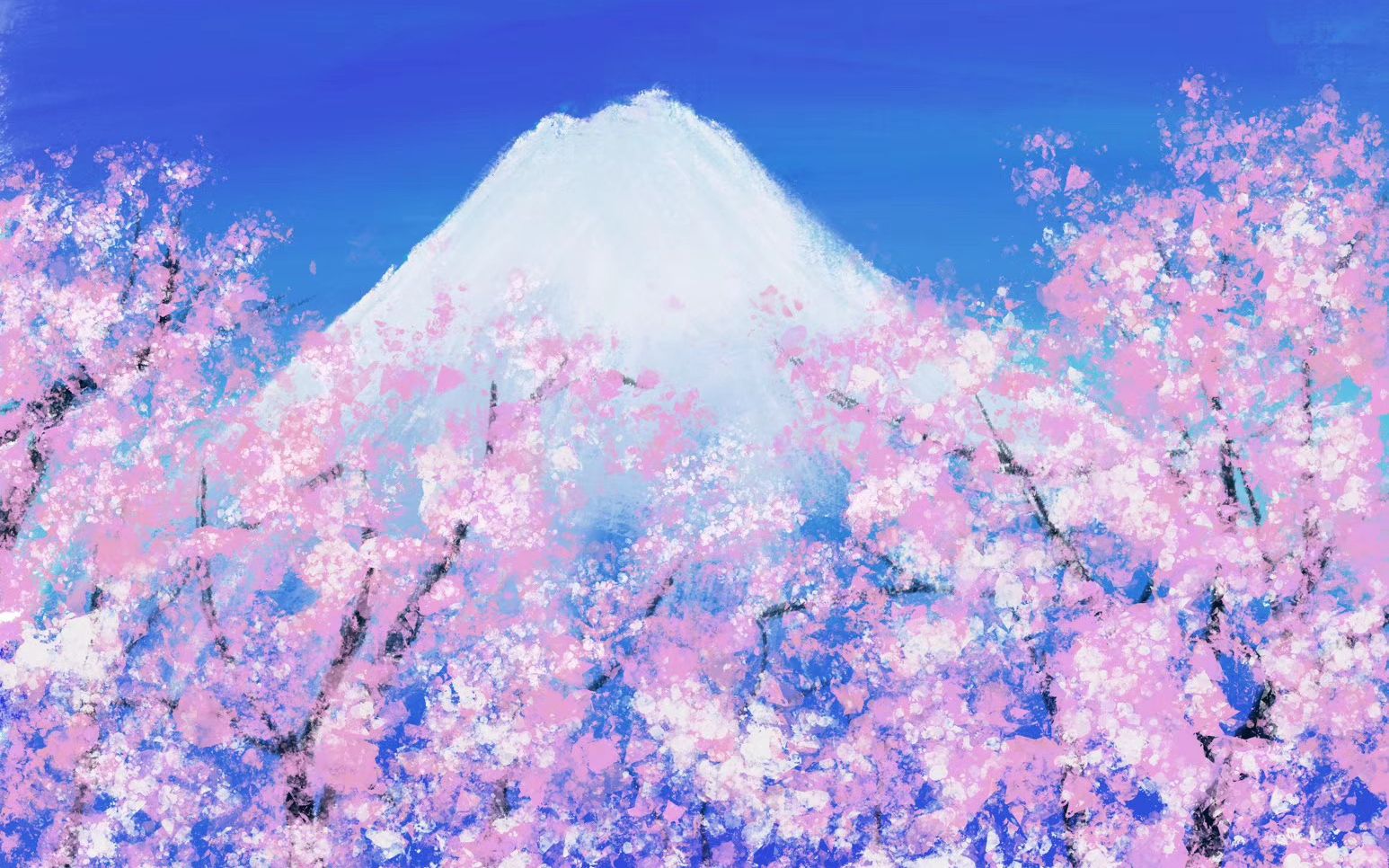 【Procreate】如何用二十分钟画出一幅樱花富士山哔哩哔哩bilibili