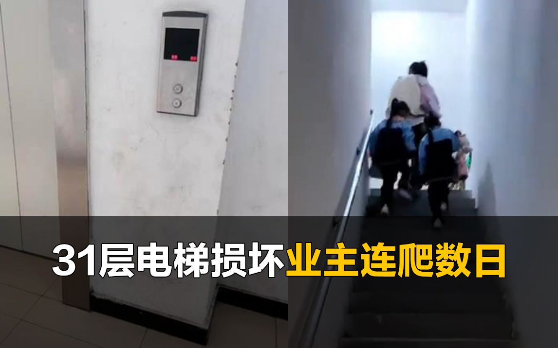 31层高楼电梯损坏,业主连日爬楼回家