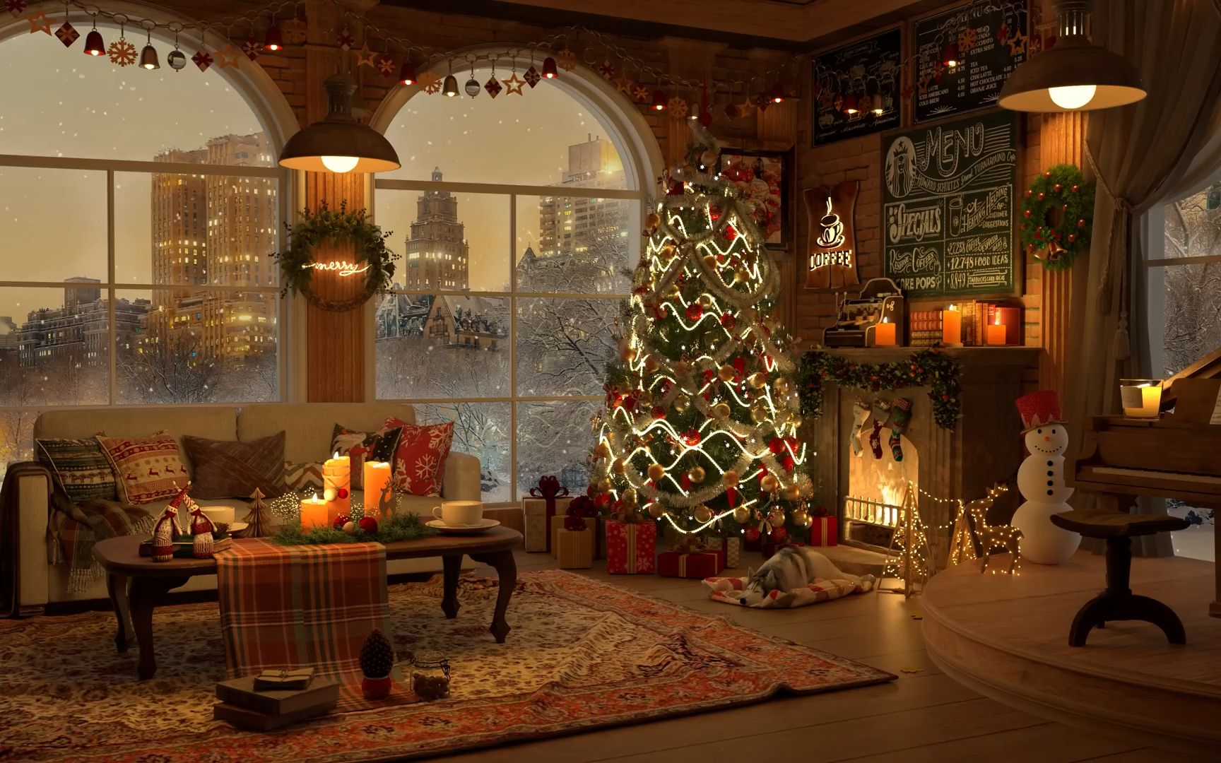 winter coffee shop ambience 4k 76 smooth piano jazz music for