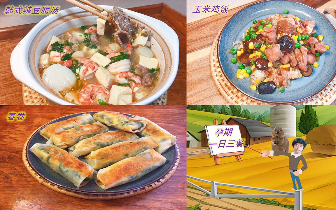 [图]【孕期食谱】 再见吧，外卖君。厨房小白也可以做的孕期一日三餐。（春卷，玉米鸡饭，韩式辣豆腐汤改良版）