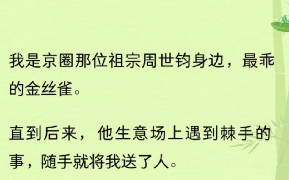 我是京圈那位祖宗周世钧身边,最乖的金丝雀.直到后来,他生意场上遇到棘手的事,随手就将我送人了.哔哩哔哩bilibili