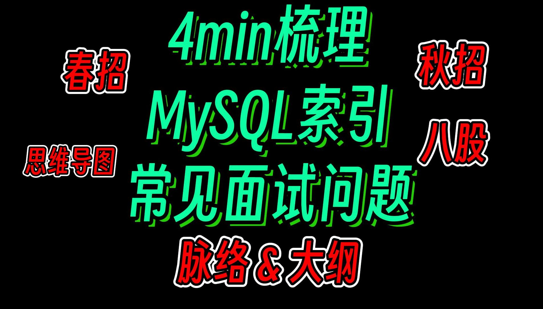 [面试]MySQL 索引常见面试问题 | 脉络&大纲 | v1.0哔哩哔哩bilibili