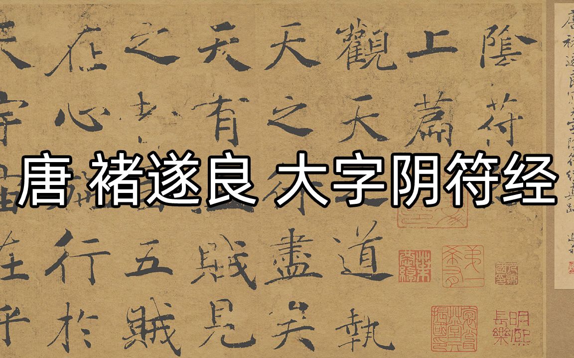 唐 褚遂良 大字阴符经  用笔丰富 线条粗细多变 笔致多魏晋遗风哔哩哔哩bilibili