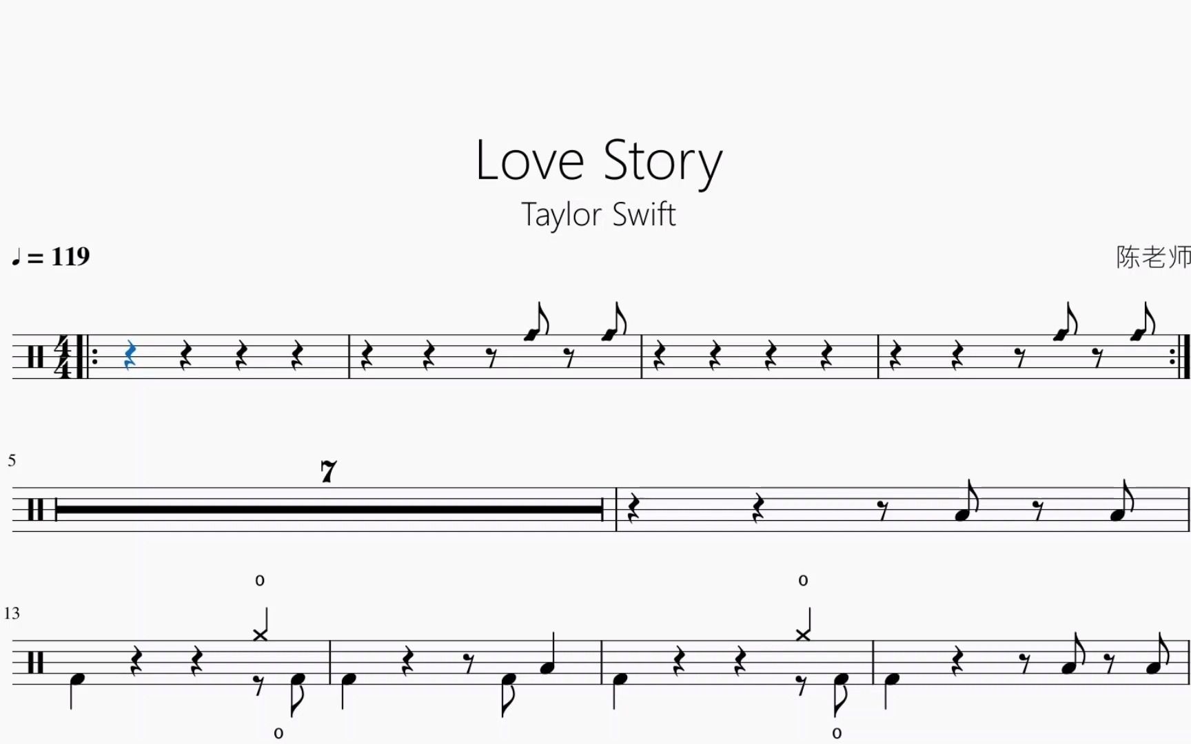 love story【taylor swift】动态鼓谱-二狗与皮看穿-默认收藏夹-哔哩