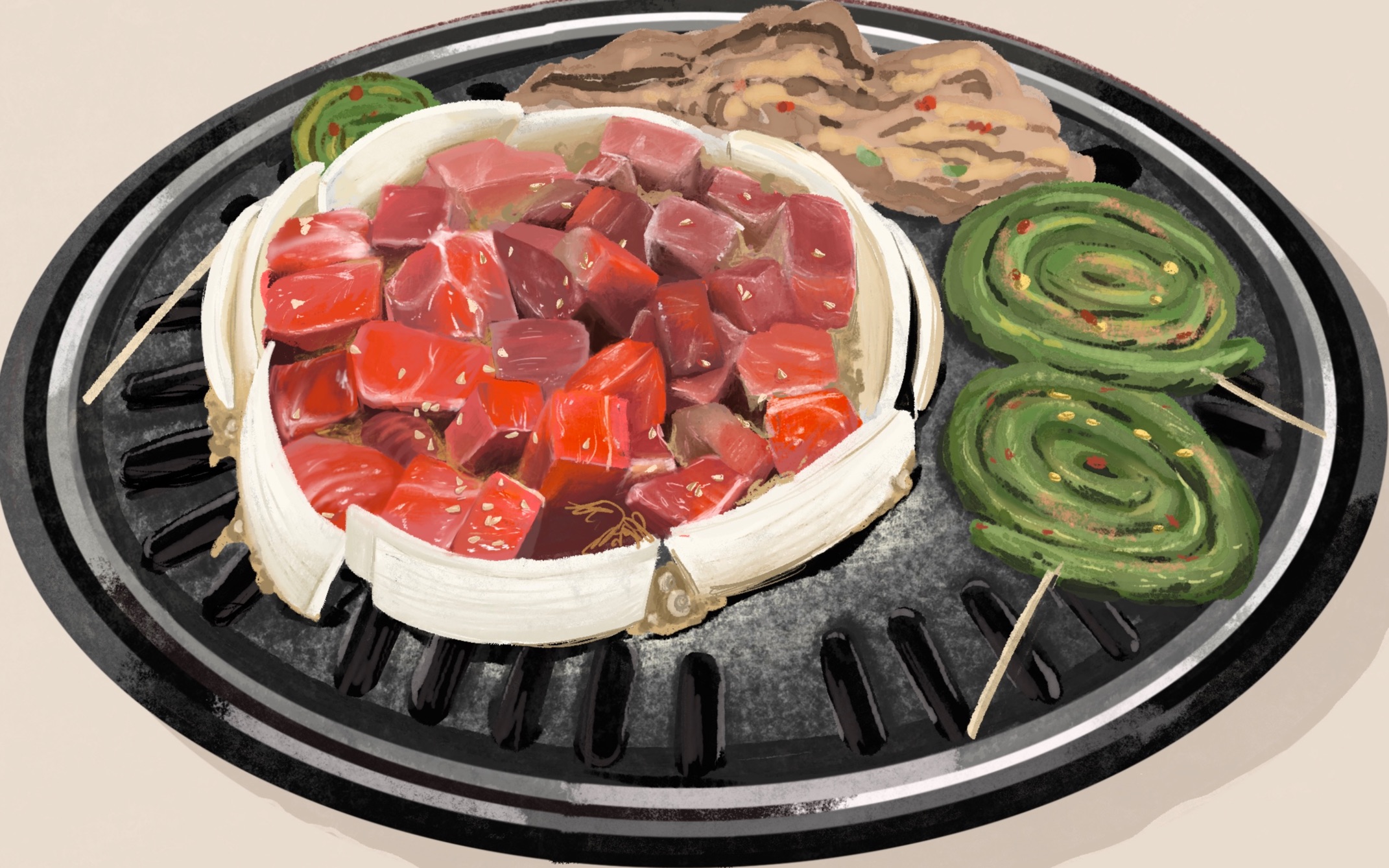 procreate手绘练习～烤肉～绘画过程分享