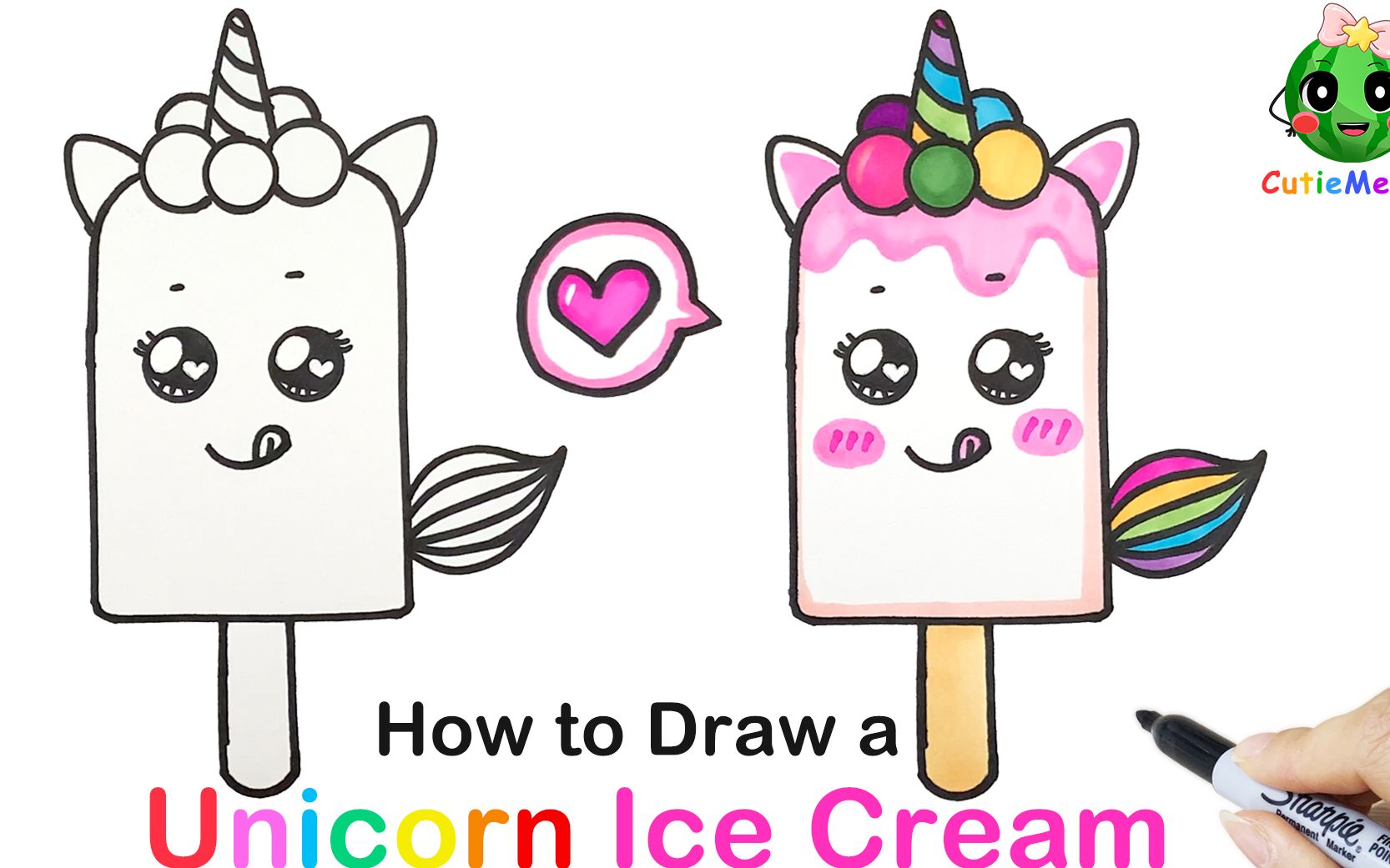 儿童简笔画独角兽冰淇淋howtodrawaunicornicecreameasyandcute