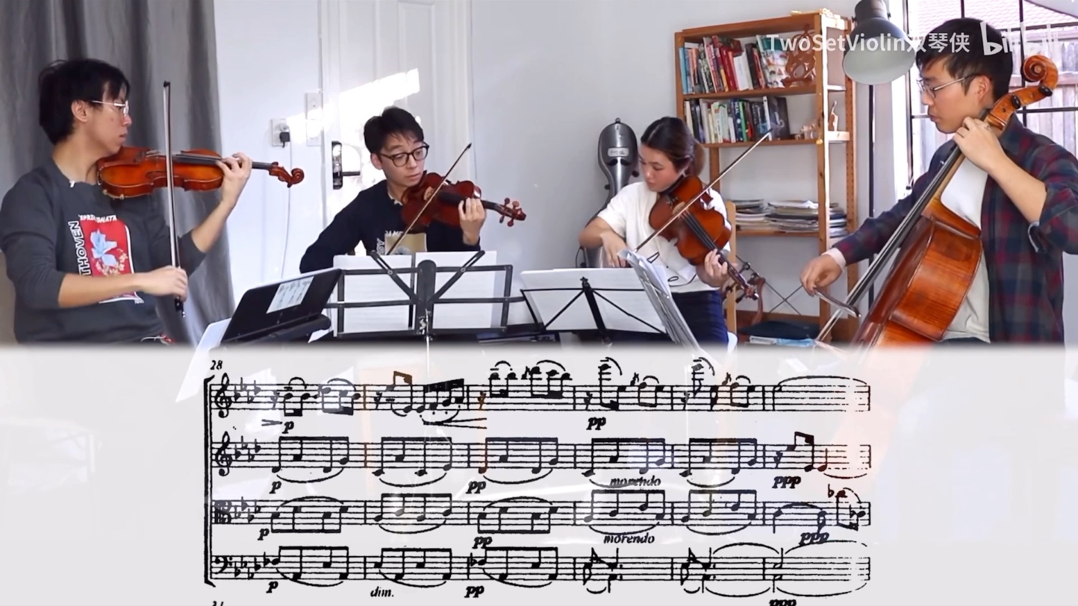 [图]【TwoSetViolin双琴侠】（视频截片）布鲁赫c小调第一弦乐四重奏 Op.9 第二乐章慢板