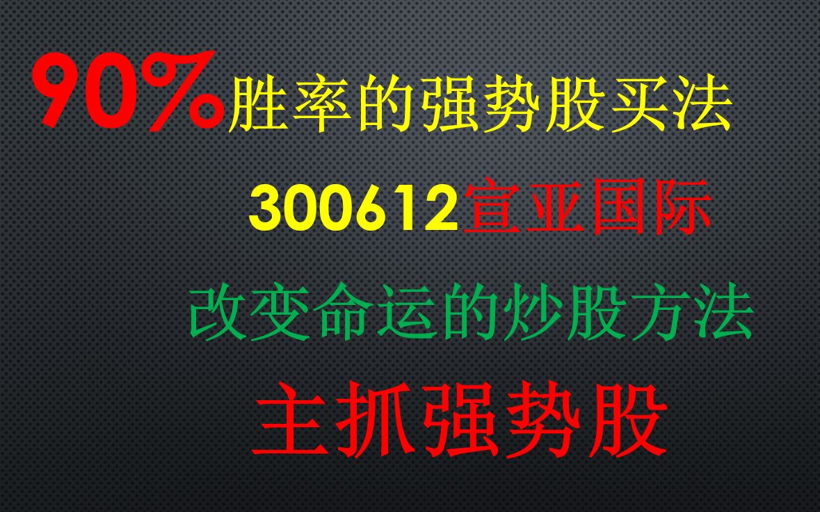 【300612宣亚国际】90%胜率的强势股买法,等待大阳线哔哩哔哩bilibili