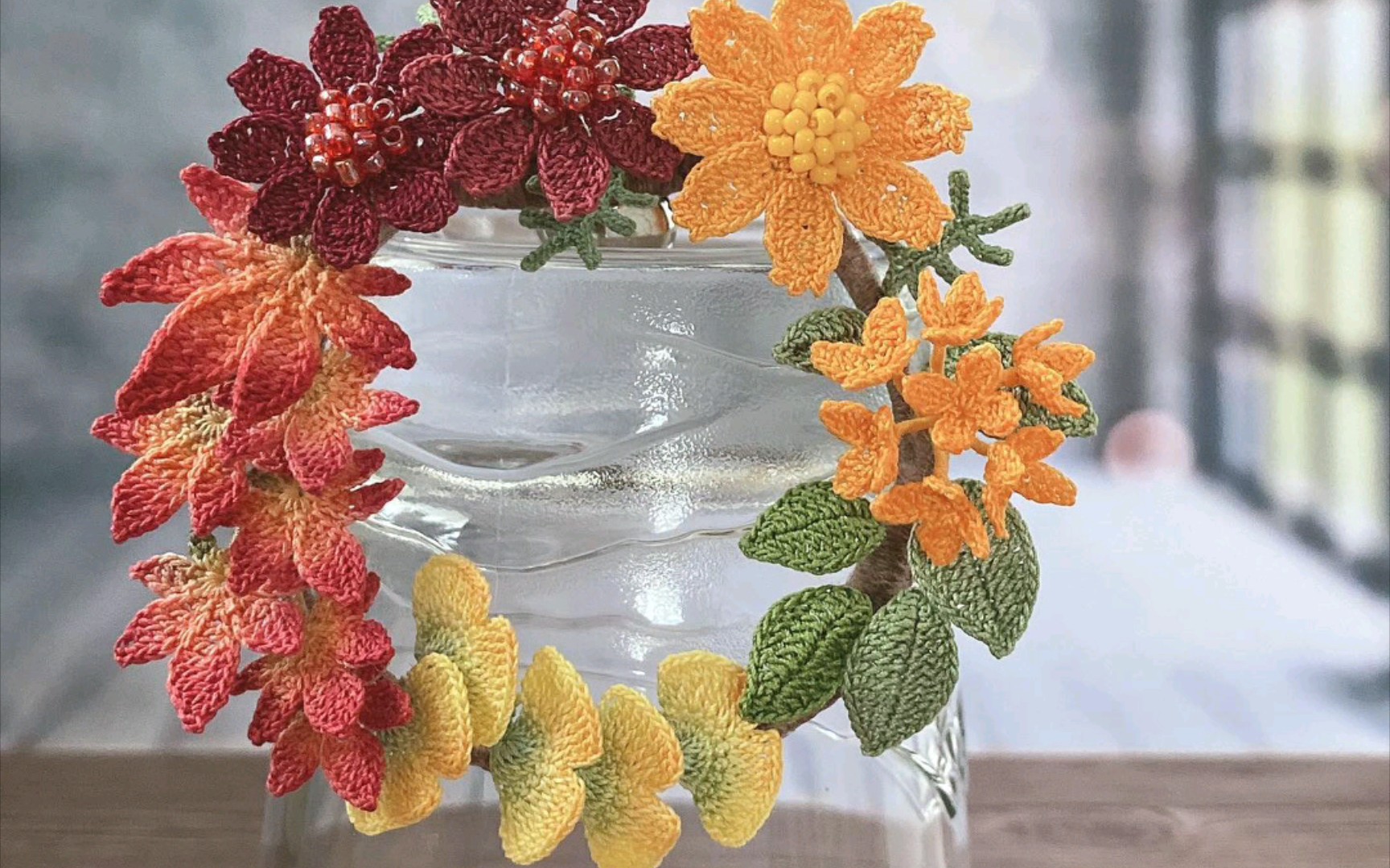 美图欣赏 | 美丽的微钩花环 | 钩针编织 | 钩针花朵 | 手工编织