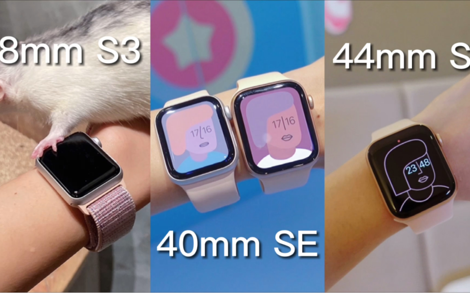 applewatch38mms340mmse44mms6全尺寸对比