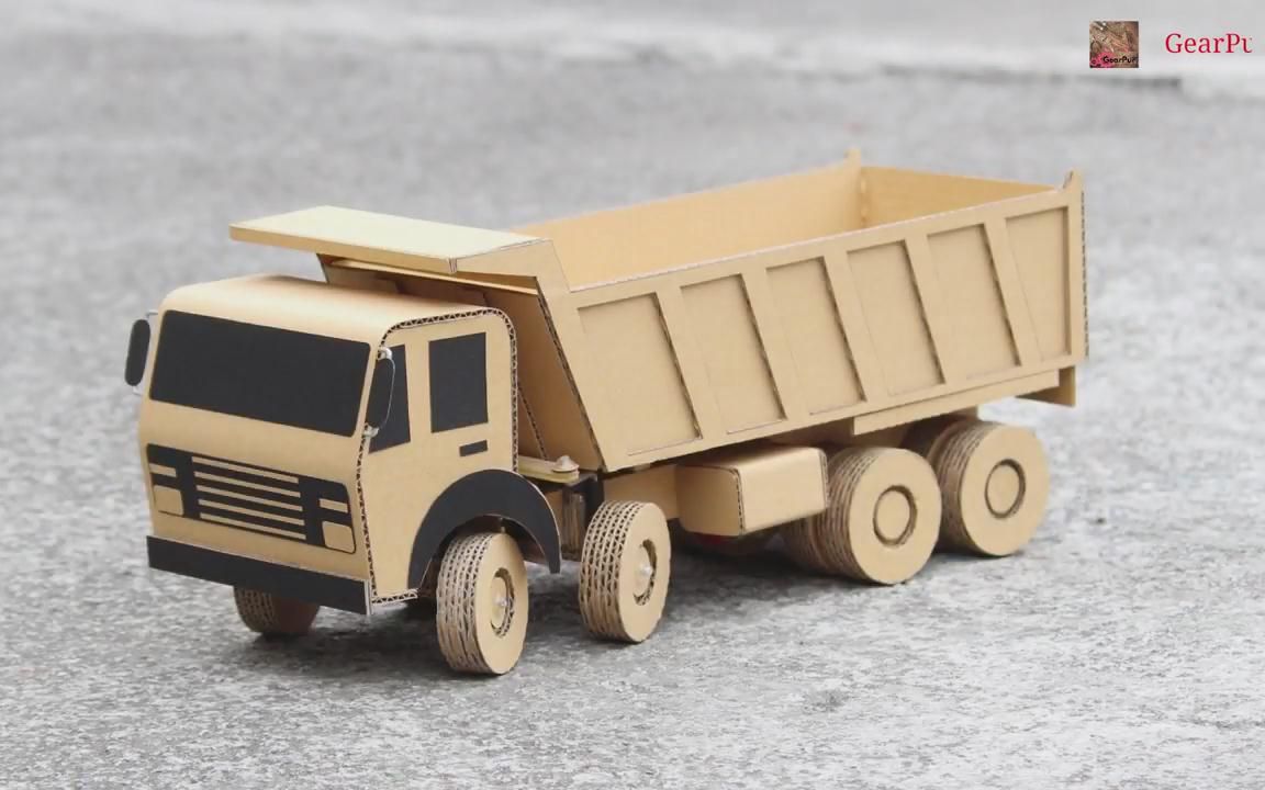 【diy纸板】gearpur制作的塔塔自卸卡车仿真模型_哔哩哔哩_bilibili