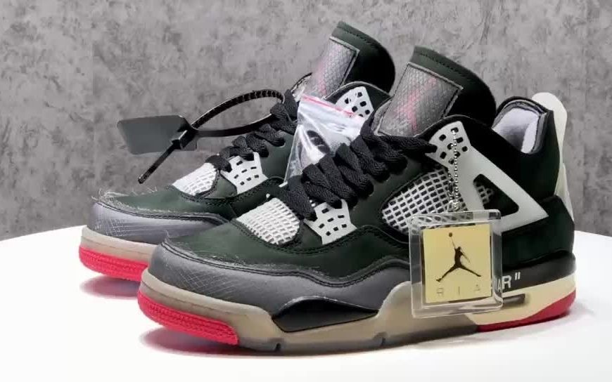 off-white x air jordan aj4 retro cream sail 黑红ow联名蝉翼黑灰色