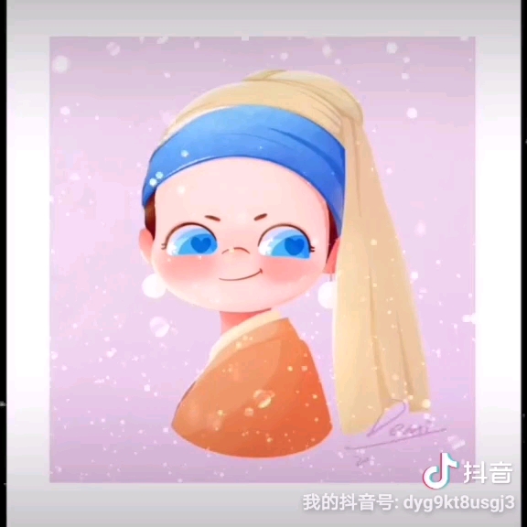 q版人物插画 | 带珍珠耳环的少女