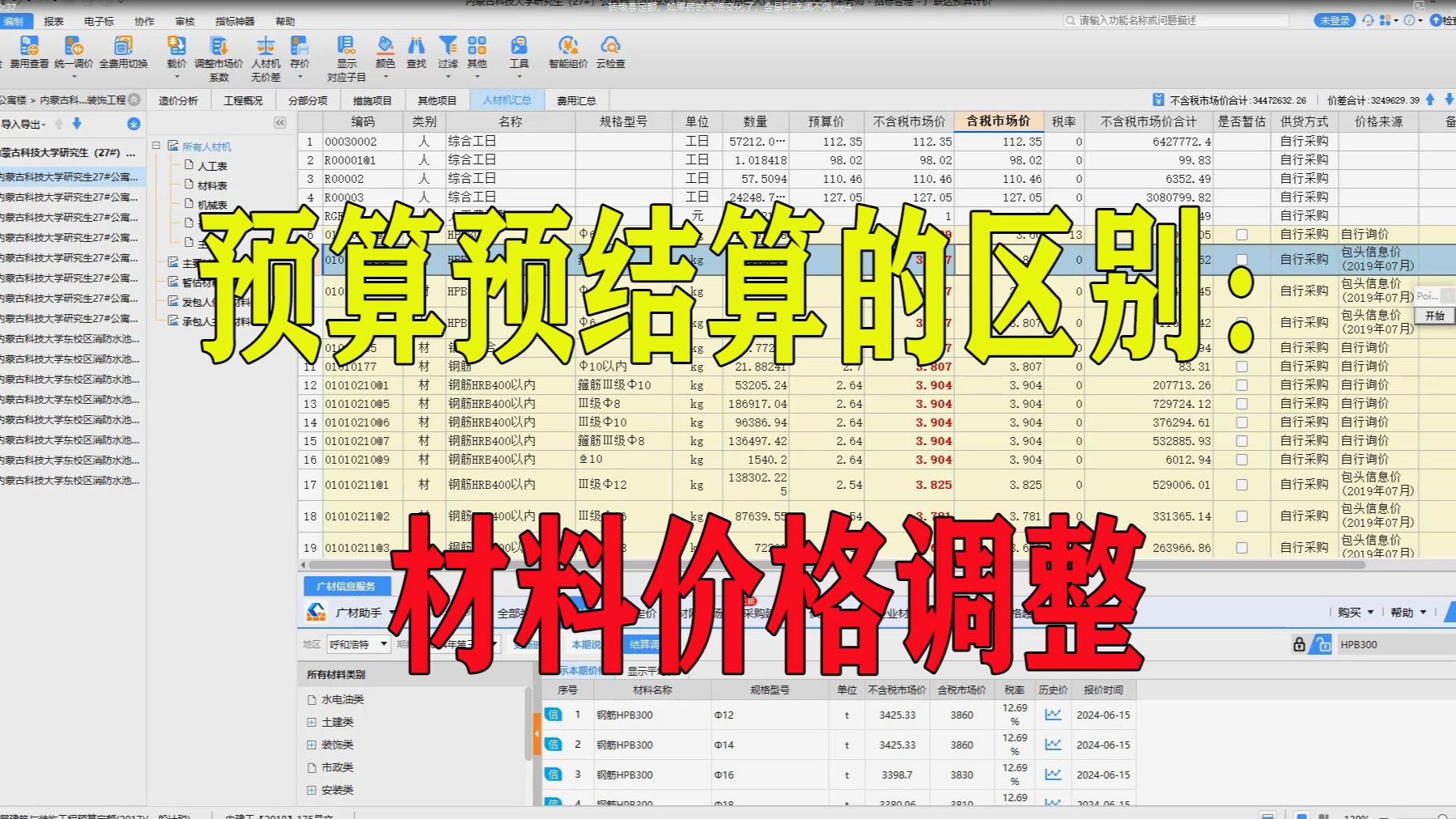 预算预结算的区别:材料价格调整哔哩哔哩bilibili