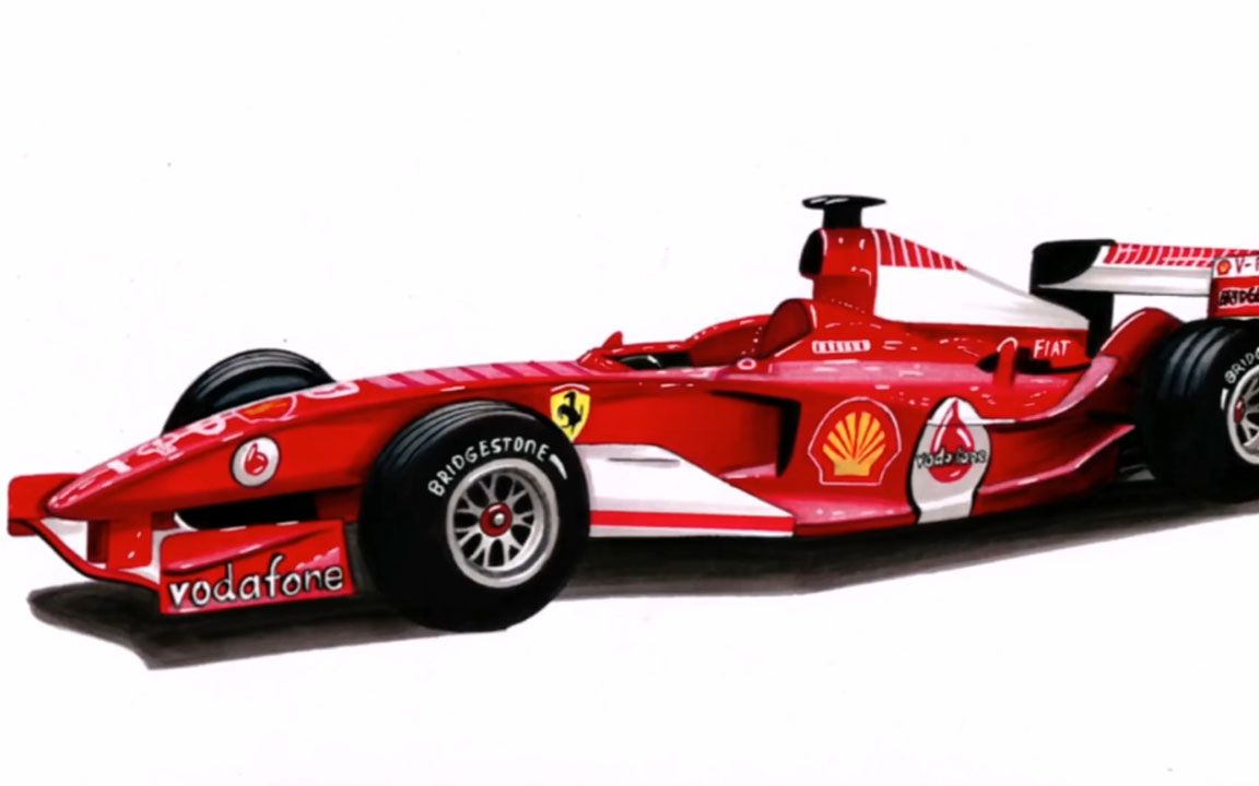 小伙手绘法拉利一级方程式赛车的逼真图_哔哩哔哩 (゜-゜)つロ 干杯