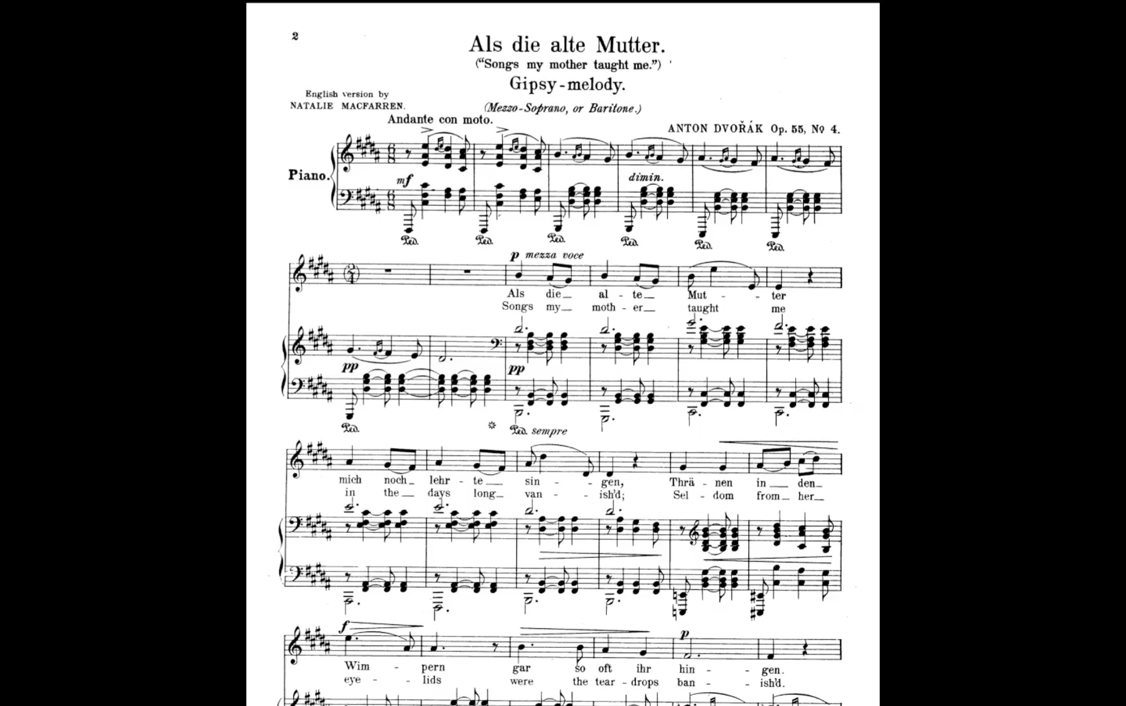 母亲教我的歌 德沃夏克 德语范读与示唱_哔哩哔哩_bilibili