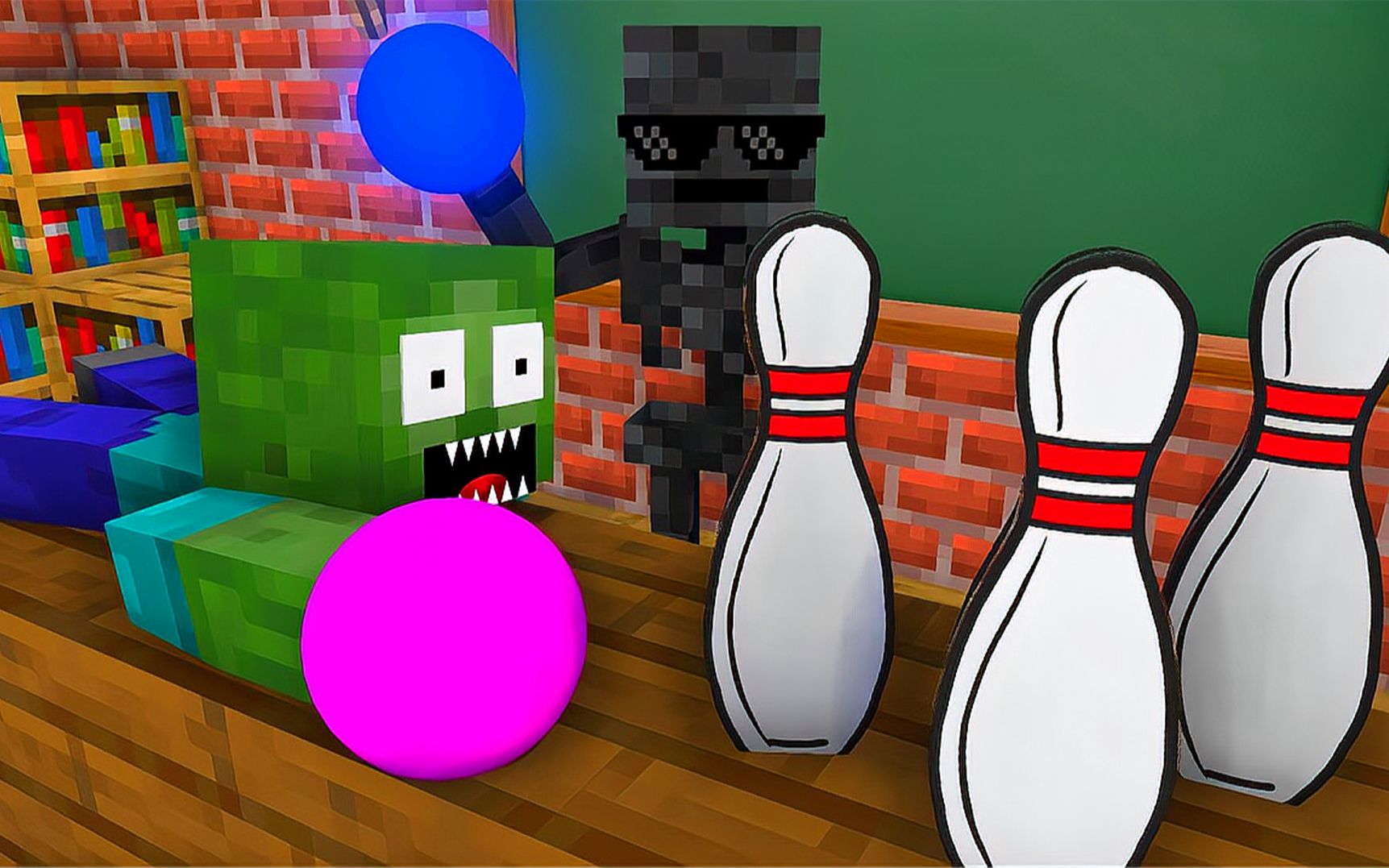 mc动画:怪物学校《保龄球挑战》,骷髅小白和僵尸"神配合"!