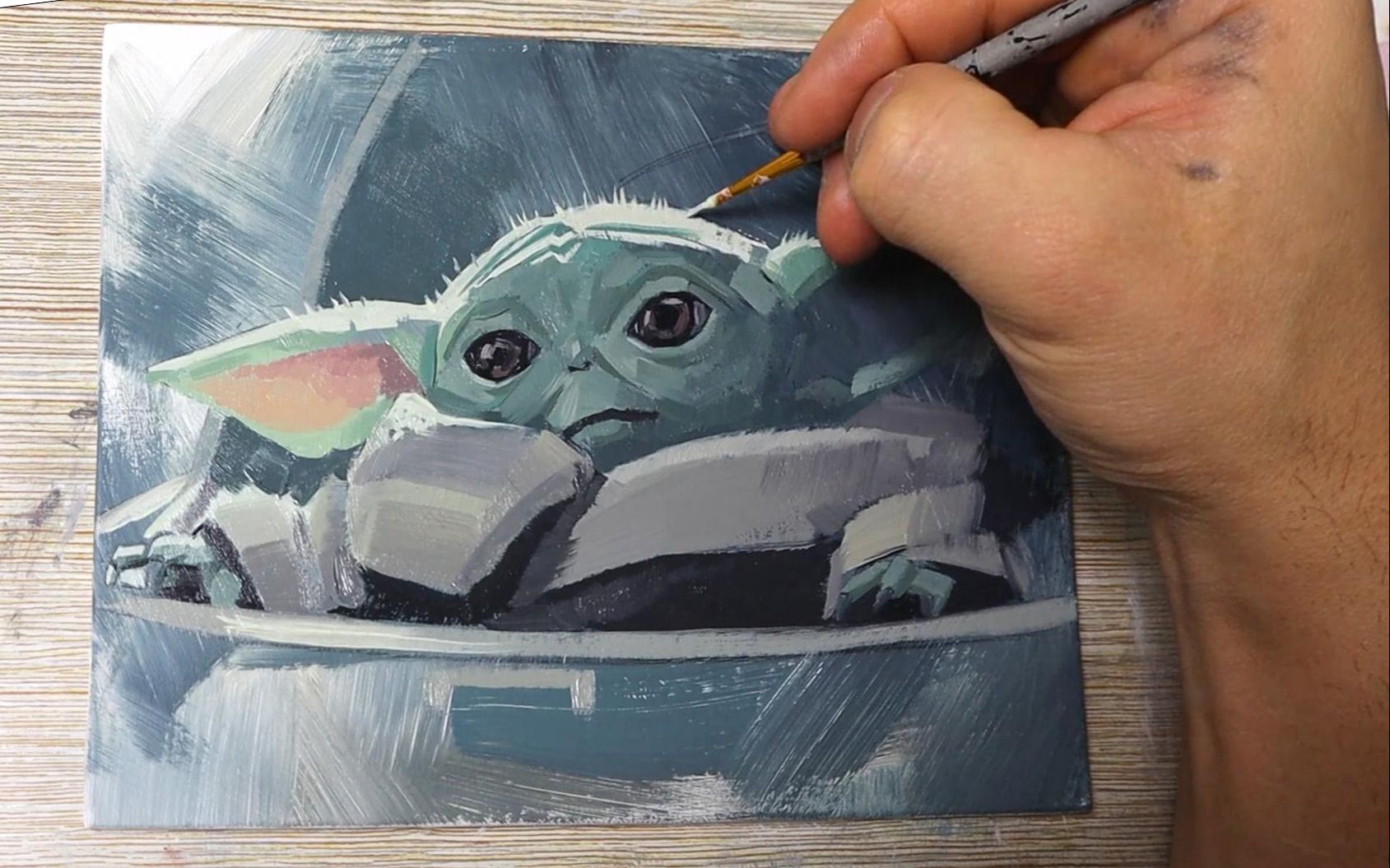 【丙烯画】【绘画教程】尤达宝宝-曼达洛人-baby yoda art  the