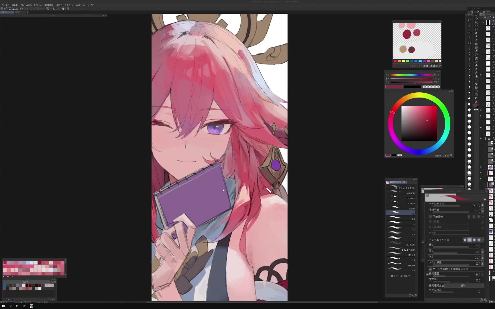 【AT】 Yae Miko 八重神子 (Genshin Impact)  DIGITAL PAINTING  DRAWING PROCESS哔哩哔哩bilibili