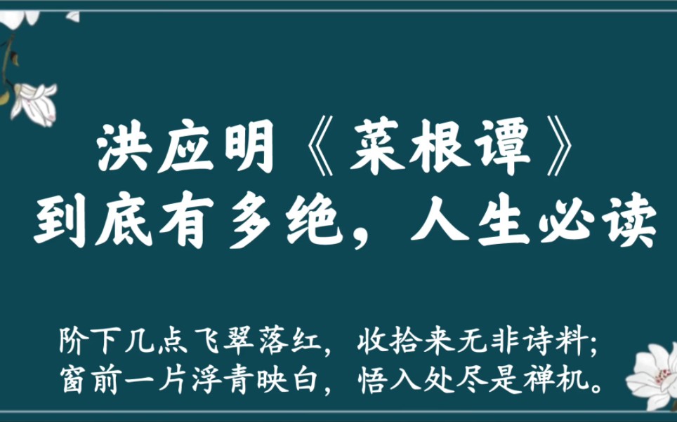 《菜根谭》:处世三大奇书之一,看古人的人生哲理|“窗前一片浮青映白,悟入处尽是禅机”.哔哩哔哩bilibili