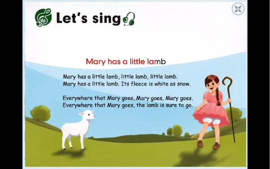 [图]PEP小学英语四年级下册第四单元歌曲《Mary has a little lamb》