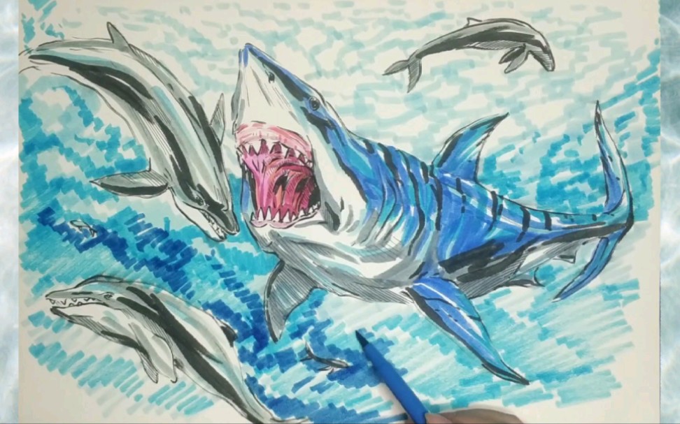 巨齿鲨画凶猛 厉害图片