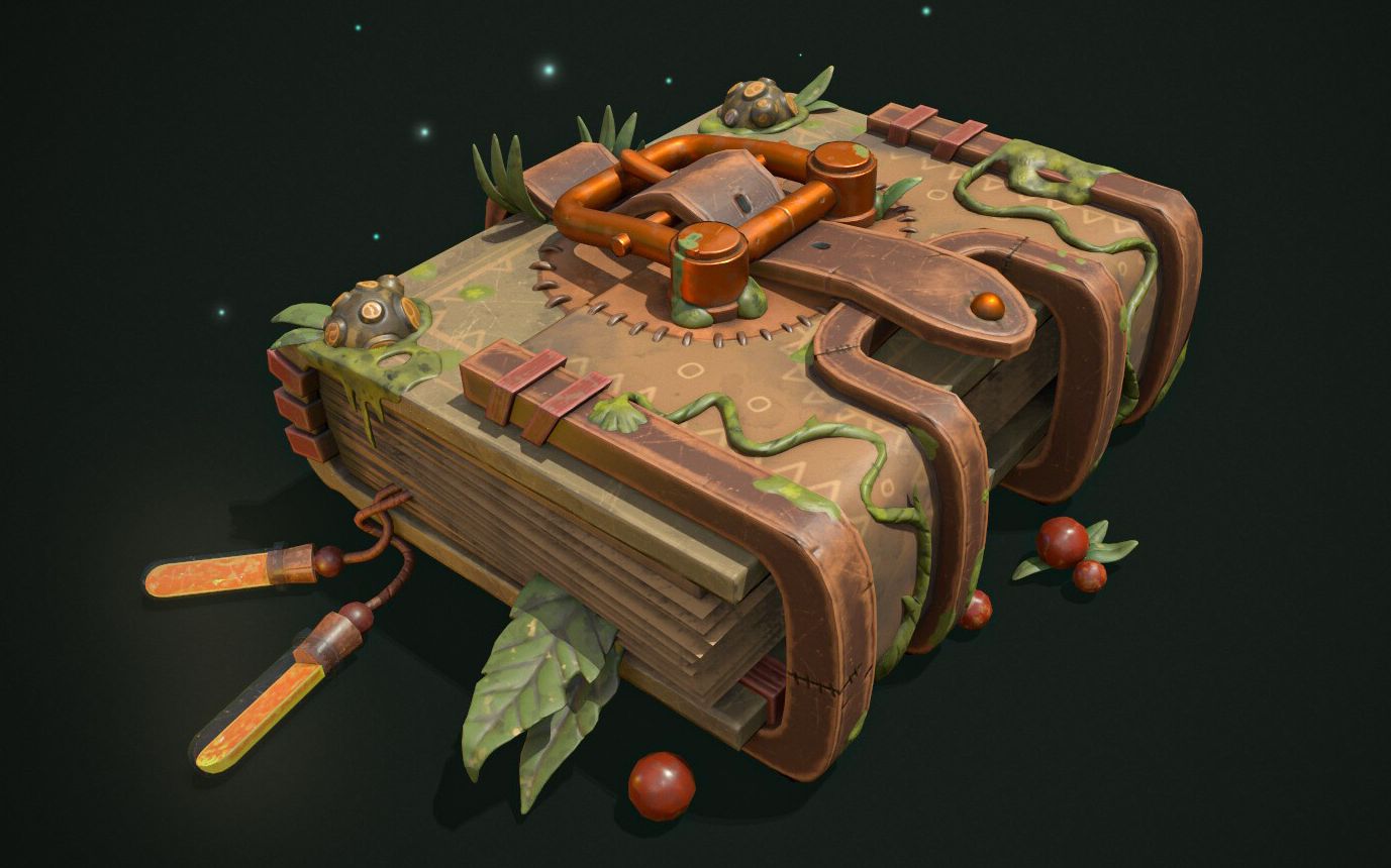 【3dmax 道具建模】风格化游戏道具—魔法书模型制作全过程,基础案例