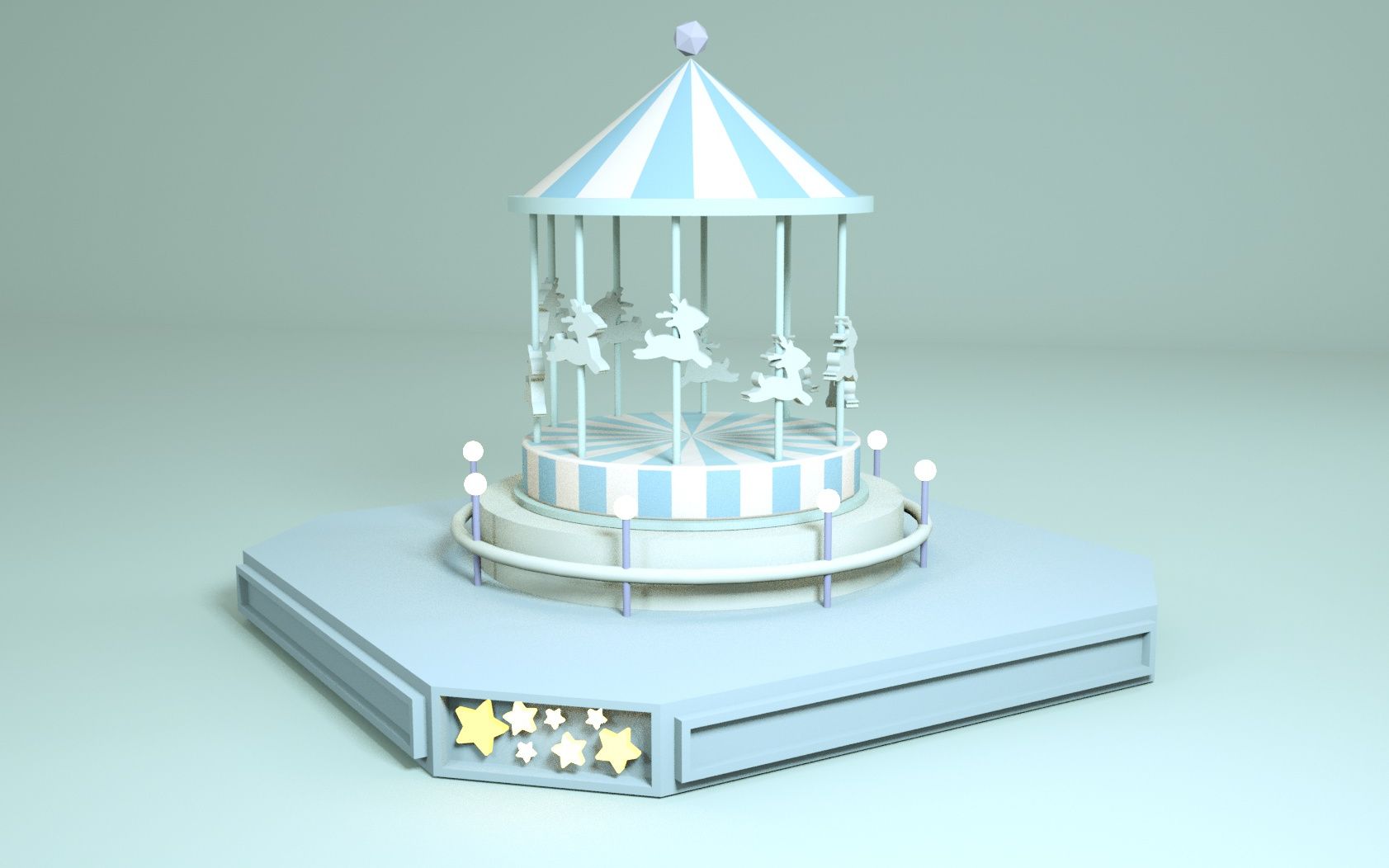 活动作品c4d教程c4d建模可爱旋转木马场景02