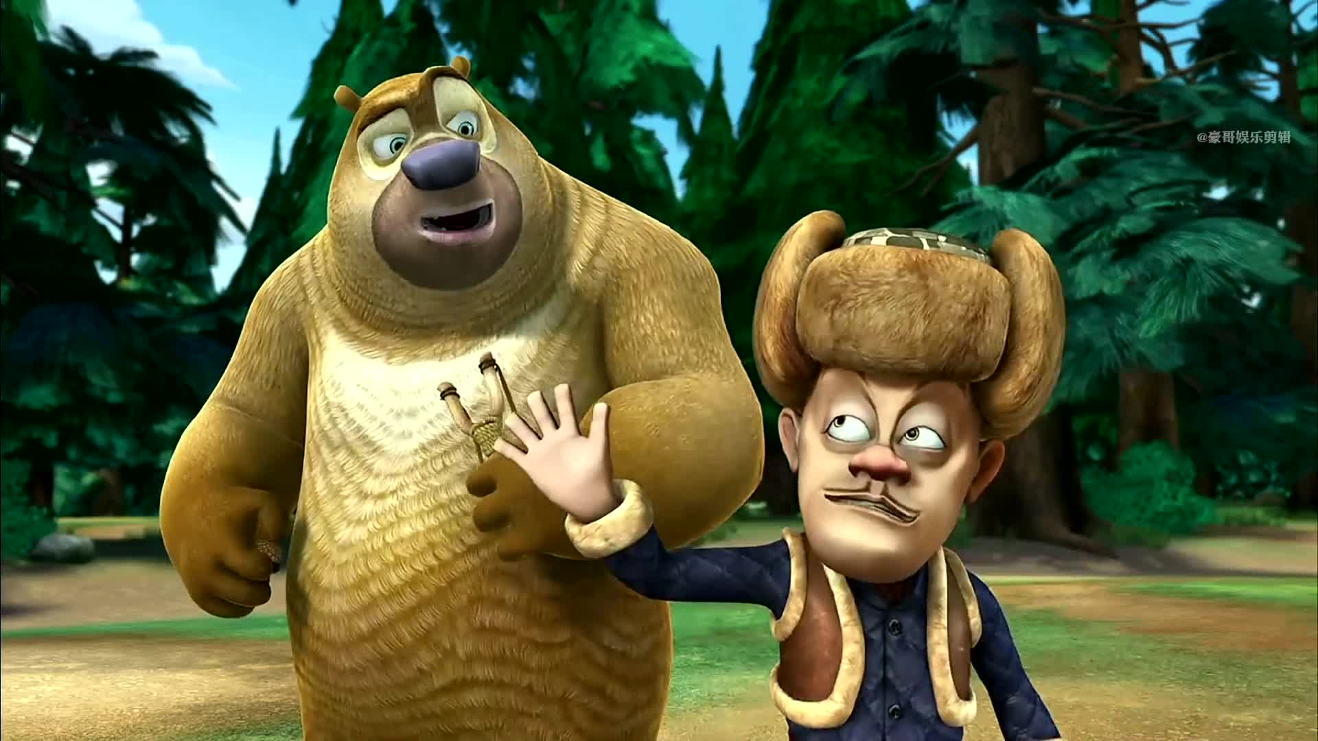 (熊出没搞笑名场面)强哥竟敢跟熊二顶嘴,小心熊二揍你