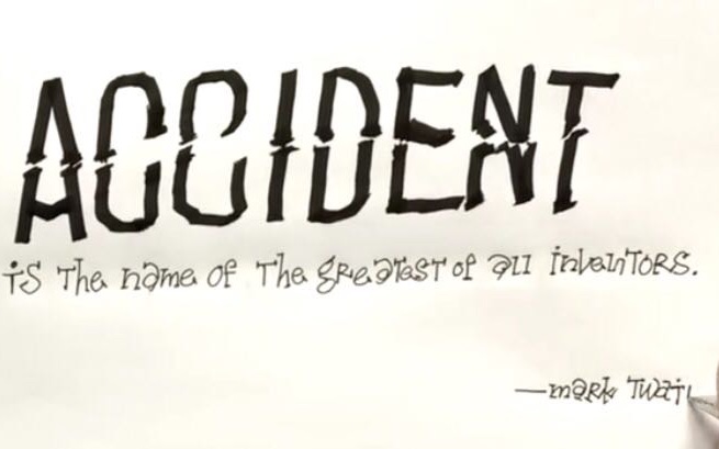 英文花体字手写示范,让你爱上创造——马克吐温名句, acccident is the name of the great of all inventors.哔哩哔哩bilibili