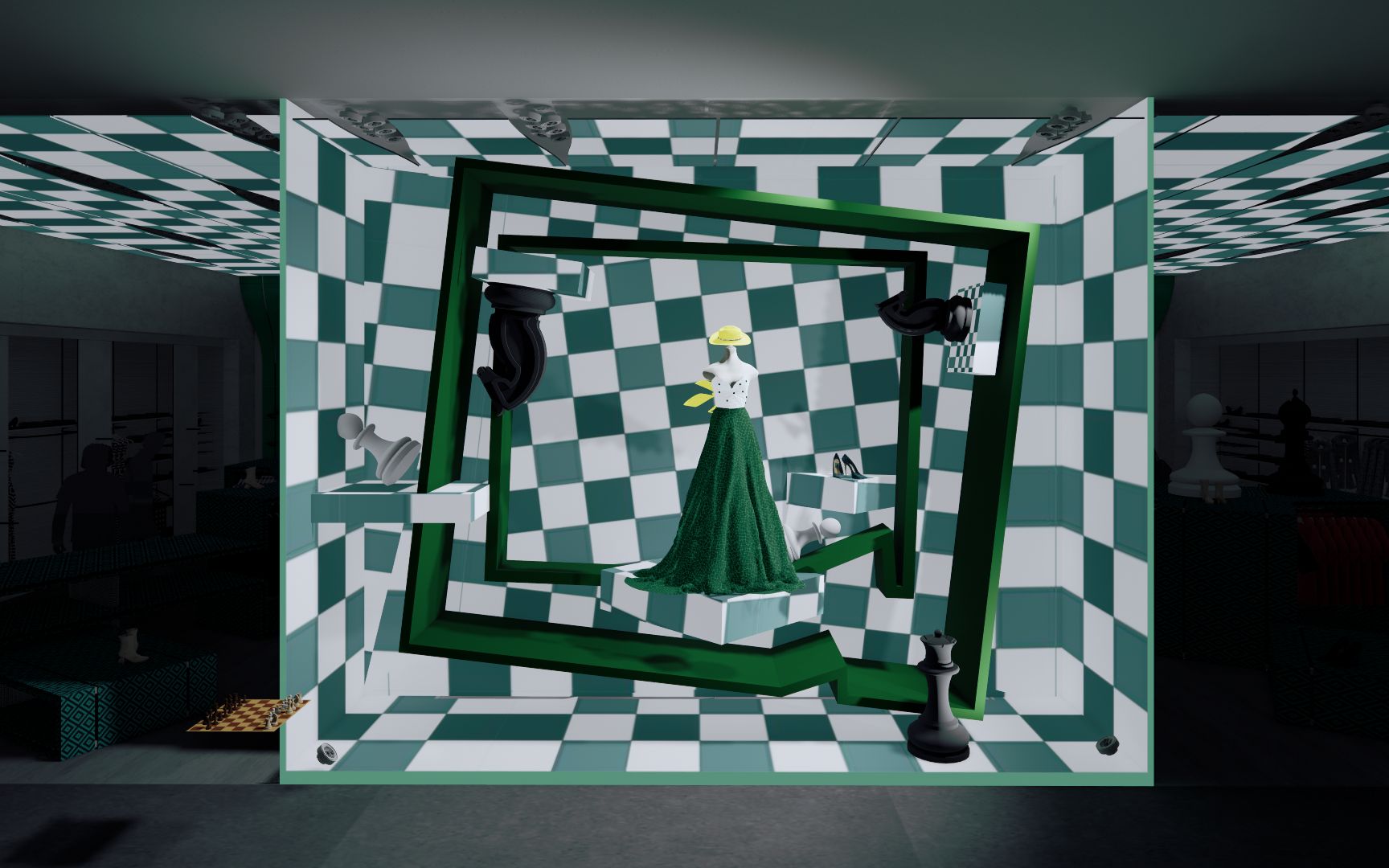 《queen-视错觉在橱窗中的初探》——温州大学美术与设计学院16服装与