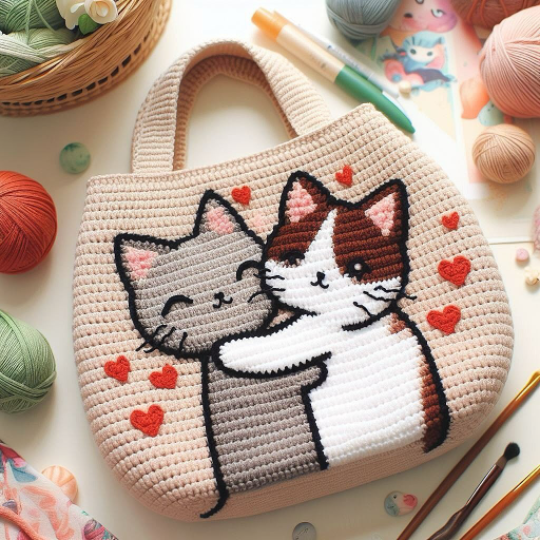 钩针美图 | 钩针编织可爱猫咪包包