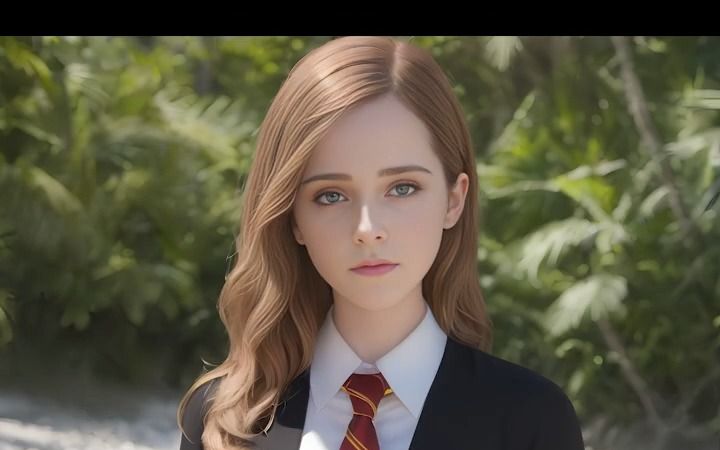 用ai画出艾玛·沃特森的赫敏·格兰杰在热带海滩