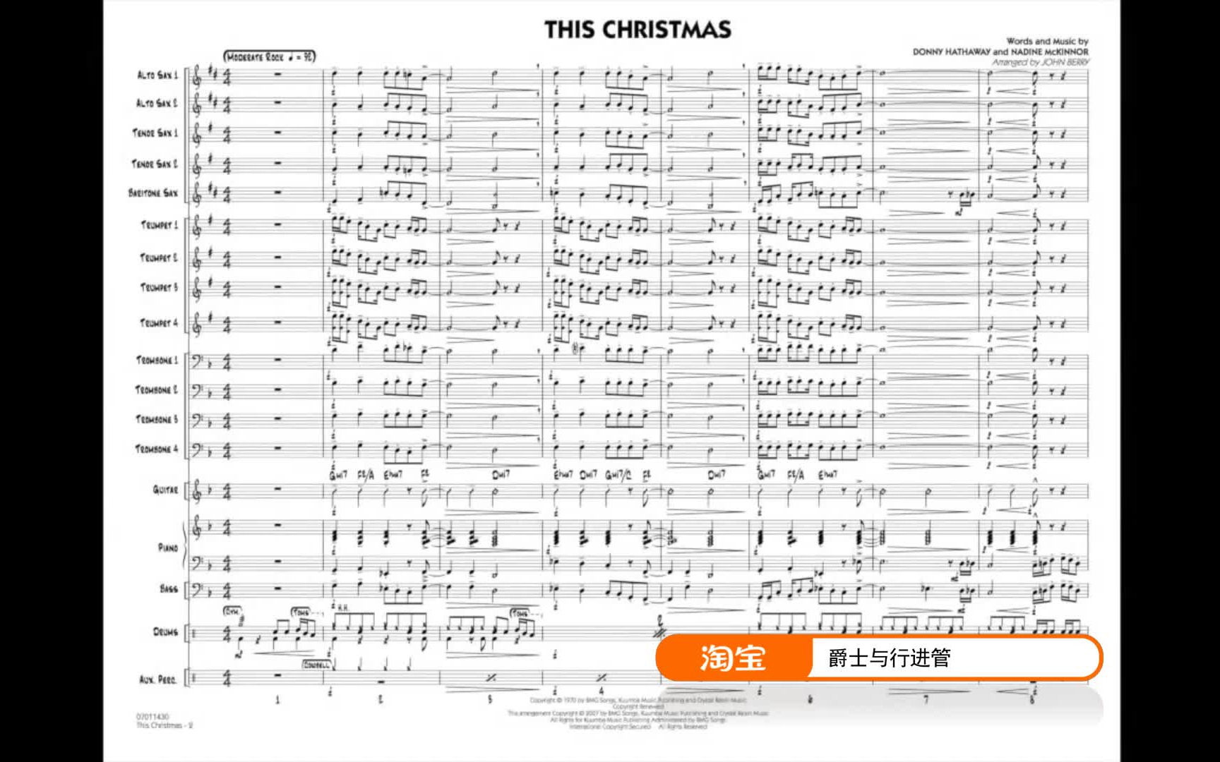 [图]这个圣诞This Christmas Donny Hathaway 爵士大乐队/Big Band/Jazz Band乐谱