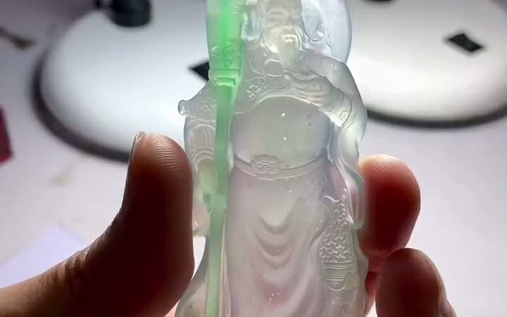 巧色大关公#玉雕设计 #翡翠雕刻 #高端翡翠 #翡翠雕刻设计 #收藏品