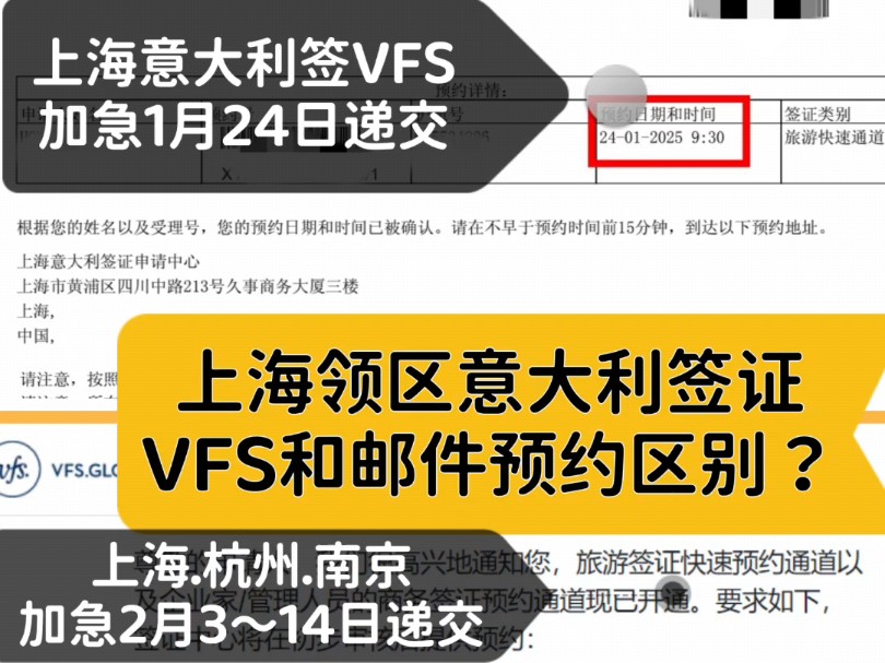 上海领区意大利签证 vfs和邮件预约~资料区别?哔哩哔哩bilibili